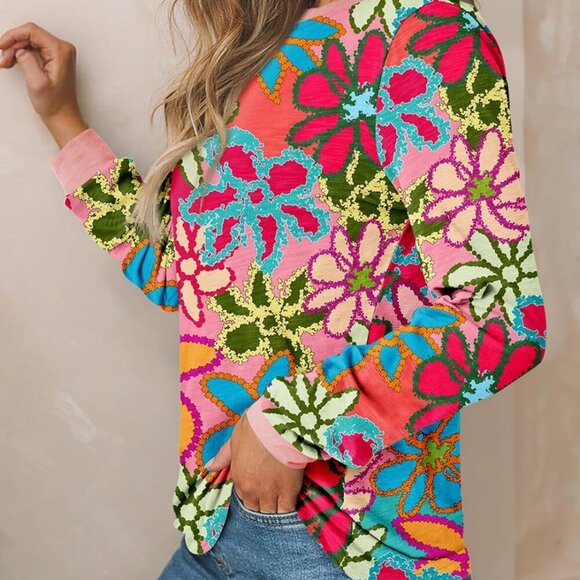 Womens Crewneck Long Sleeve Tops Casual Polka Dots Tops Spring Summer 2025 Tshir - Picture 7 of 8